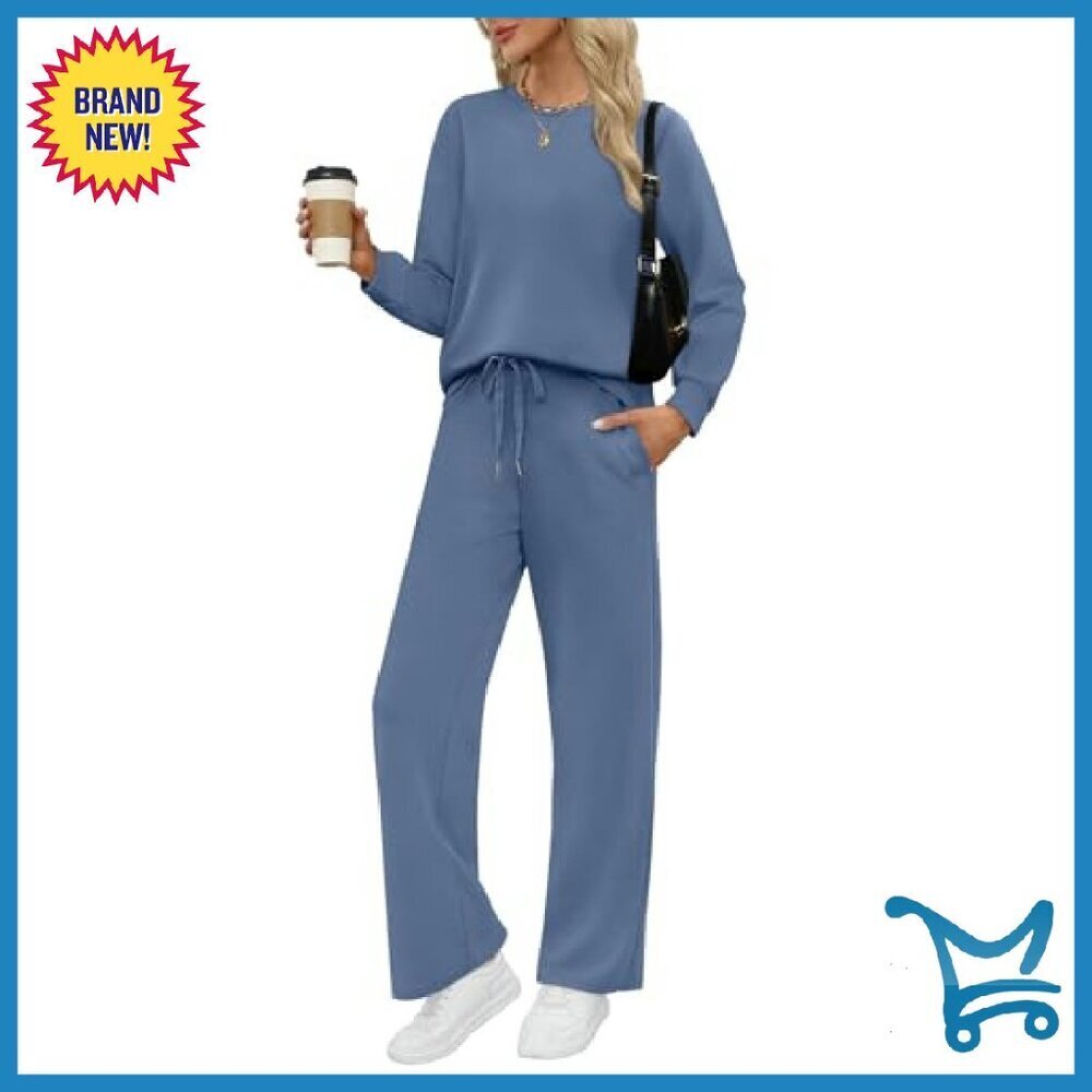 Women's 2-Piece Lounge Set Lightweight Sweatsuit Travel Outfit - Picture 2 of 8